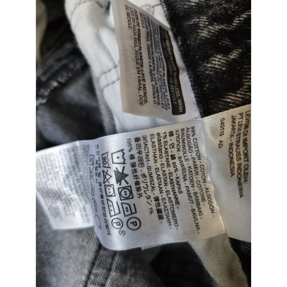 Levi’s 512 Mens Jeans Size 32x36 Grunge Slim Taper  Acid Washed Black Grey